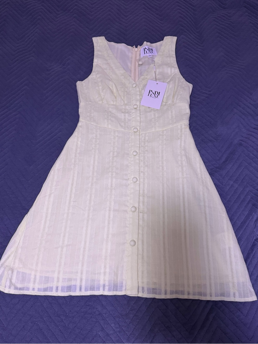 NWT Indi Luxe Lemon Yellow Button Front Mini Dress XS